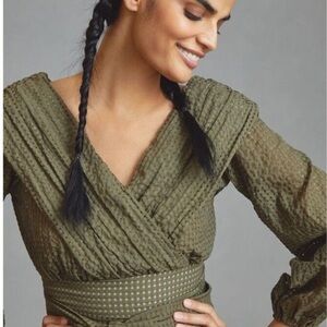 Anthropologie Olive Green Blouse NEW